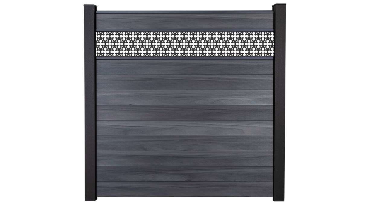 planeo Gardence Strong - BPC-Steckzaun Oriental Steingrau co-ex 180 x 180 cm