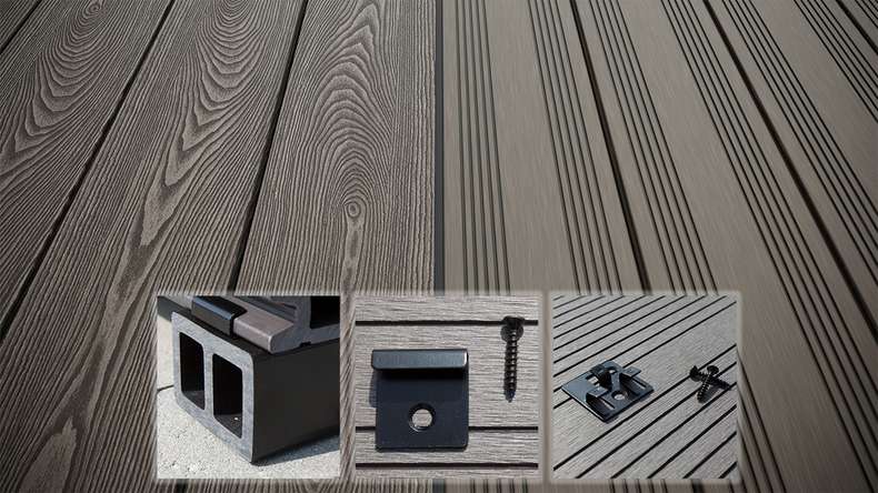planeo SolidWood WPC-Terrasse Komplett-Set Massivdiele 3m (18.52m²) - Hellgrau französisch/strukturiert