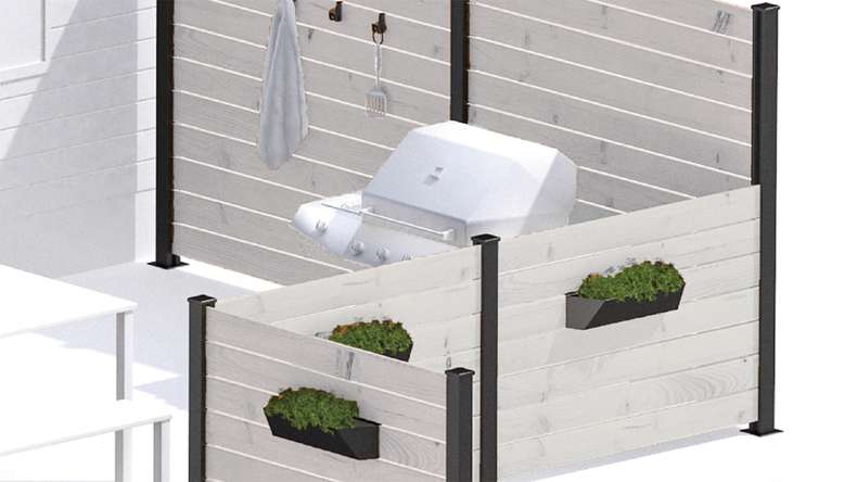 planeo Vario - WPC coEX Steckzaun Quadratisch Beige 177 x 180 cm