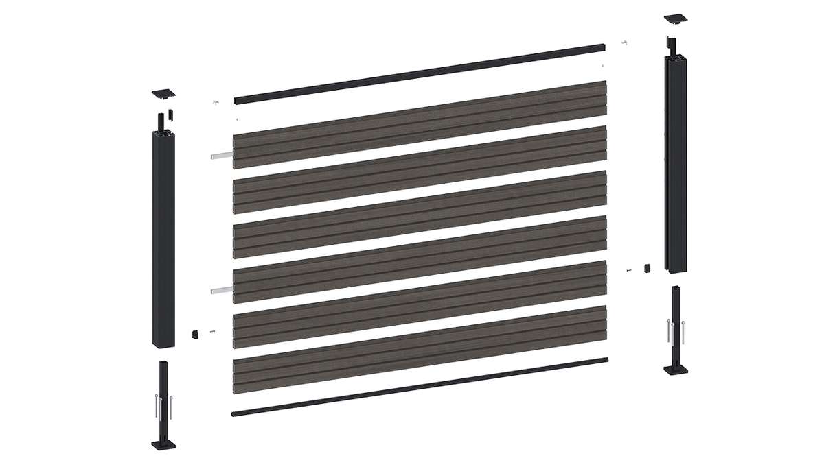 planeo LINEA - WPC CoEx Rhombus Vorgarten Steckzaun Dunkelgrau 180 x 90 cm