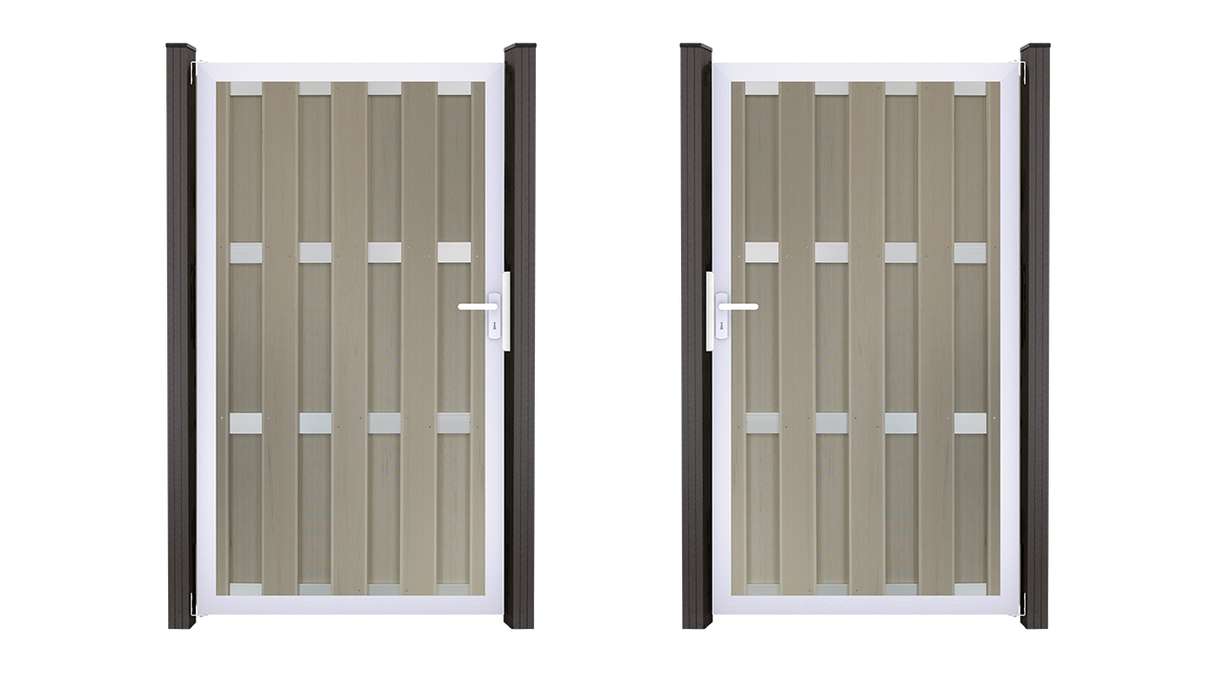 planeo Gardence Premade - BPC-Tor Bi-Color Sand 100 x 180 x 4 cm - Silber-Alurahmen