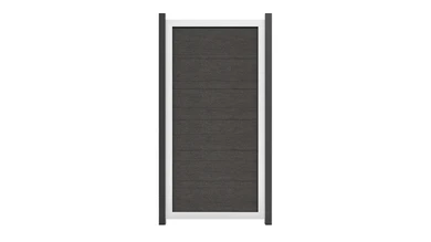 planeo Gardence Guard - BPC-Gartenzaun Hochkant Anthrazitgrau mit Alu-Rahmen in Silber