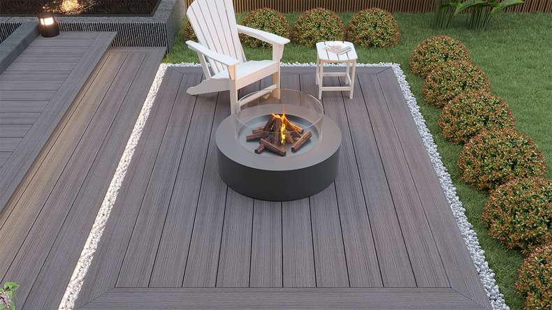 planeo MAXLine Antik - 3m WPC CoEx ummantelte XL Terrassendiele Massiv - Grau rustikal strukturiert/glatt gebürstet