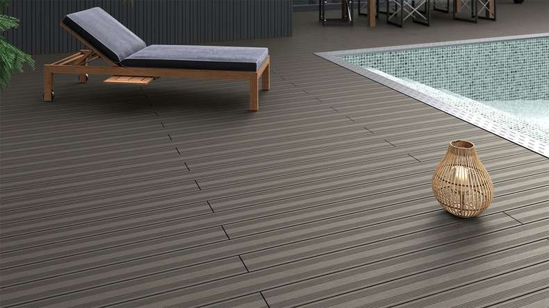 planeo SolidWood WPC-Terrasse Komplett-Set Massivdiele 3m (18.52m²) - Hellgrau französisch/strukturiert