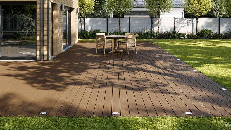 planeo AntikWood WPC-Terrasse Komplett-Set Massivdiele 4.8m (25.4m²) - Hellbraun antik gealtert