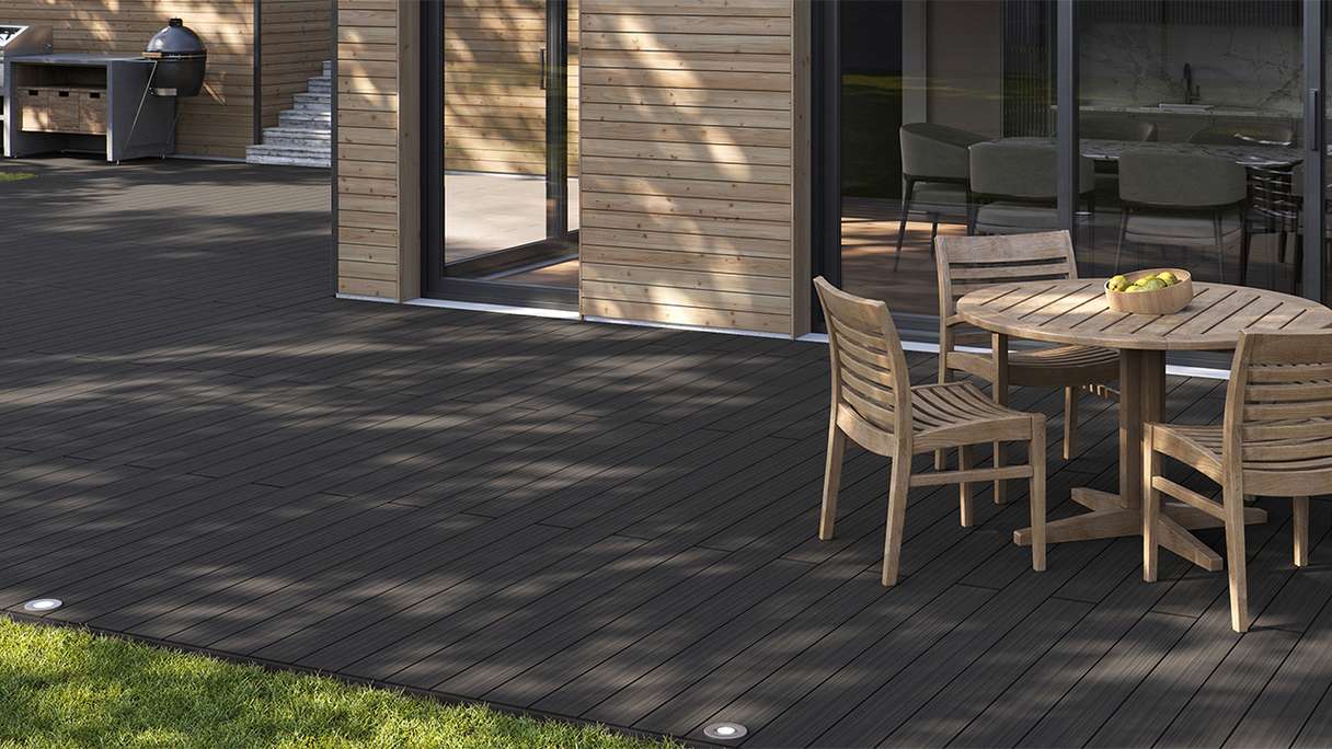 planeo AntikWood WPC Terrassendiele Massiv - Anthrazitgrau 3m antik gealtert