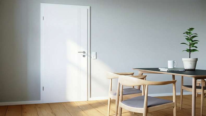 planeo Design-Innentür PUREA Vivo 6 Weißlack 9003 Designkante | lackiert - 1985 x 610|735|860|985 mm
