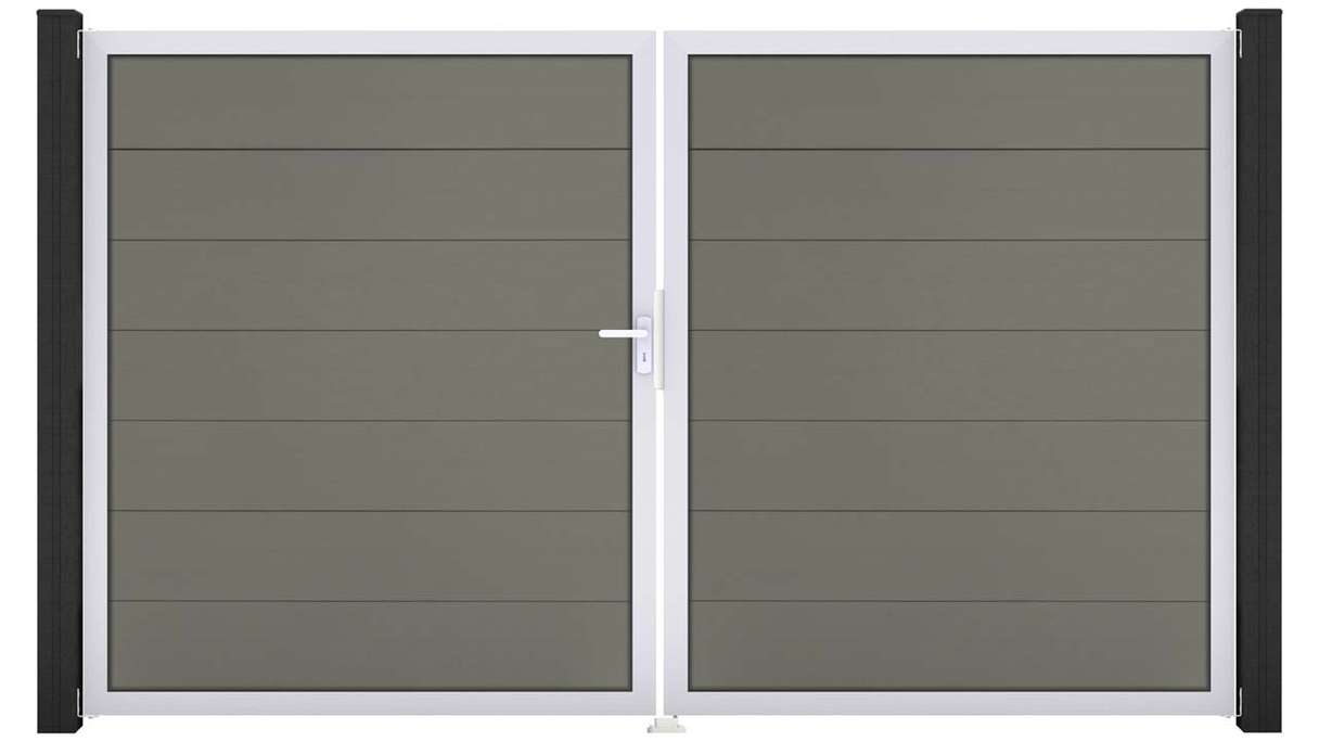 planeo Gardence Strong XL - BPC-Tor - 2-flügelig Grau mit Alurahmen