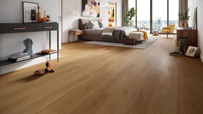 planeo Rigid Klick Vinyl - HOMEtec Pro 50 IXPE Sunrise Mellow Oak | Trittschalldämmung integr. (RP-E50-1)