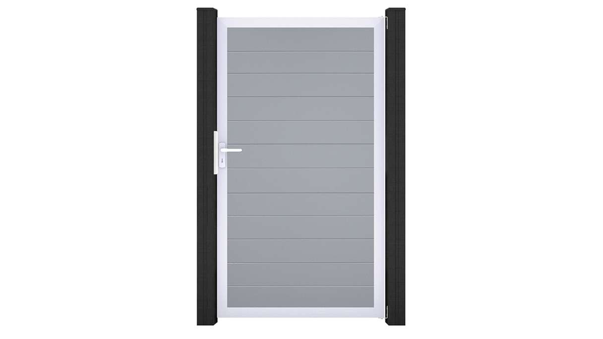 planeo Gardence Simply Small - PVC-Universaltor Silbergrau mit Alu-Rahmen 100 x 180 cm