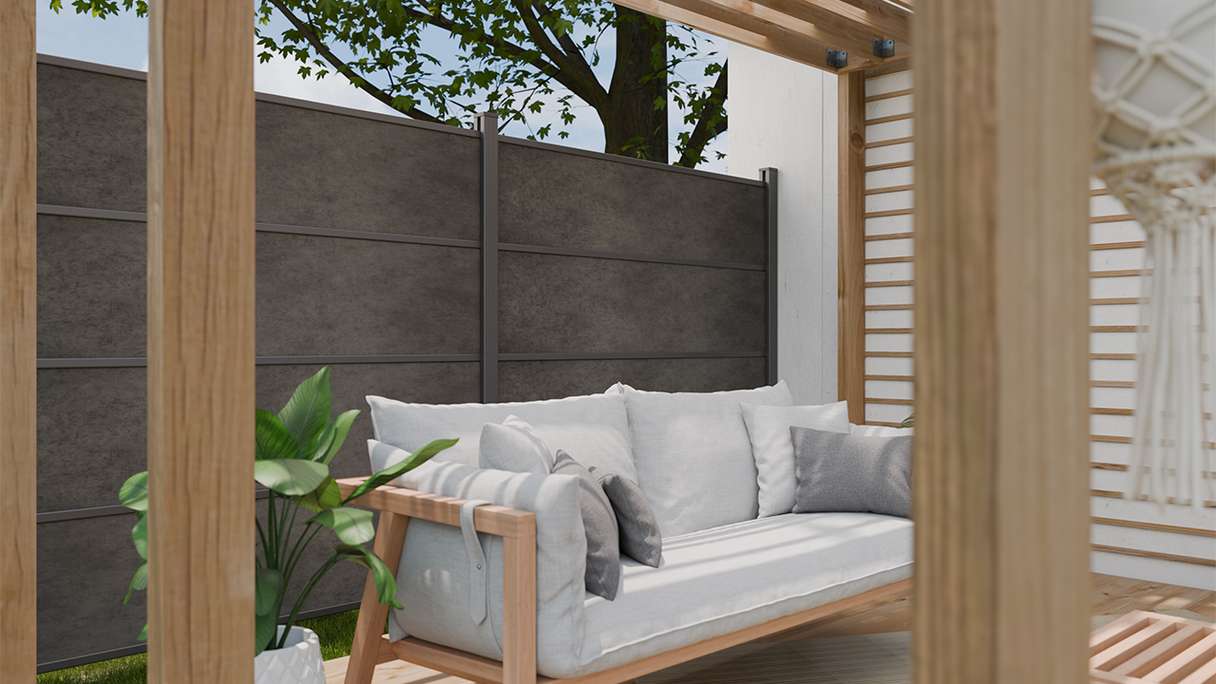 planeo Gardence Resistant - HPL-Steckzaun Anthrazitgrau 180 x 183 cm