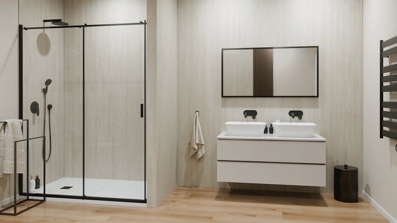 planeo Wandverkleidung SPC - CeraRock Tile Stripes Light Travertine XL 280 x 117,5 cm
