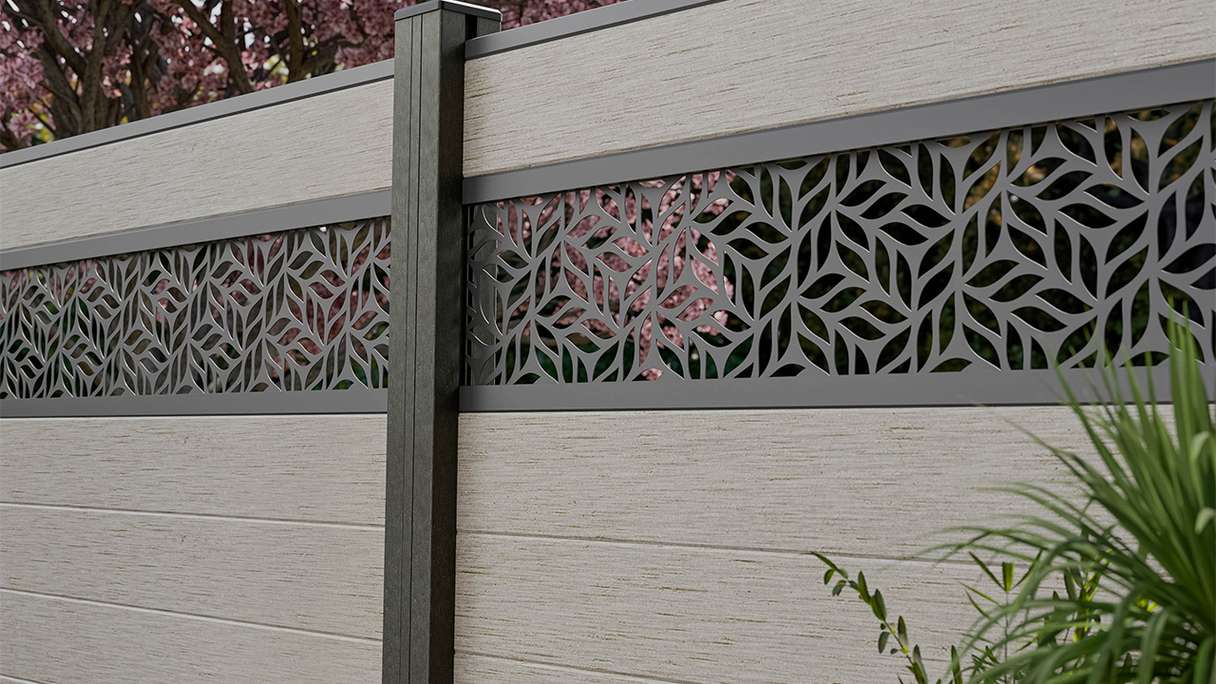 planeo Gardence Strong - BPC-Steckzaun Leafs Bi-Color Sand 180 x 180 cm