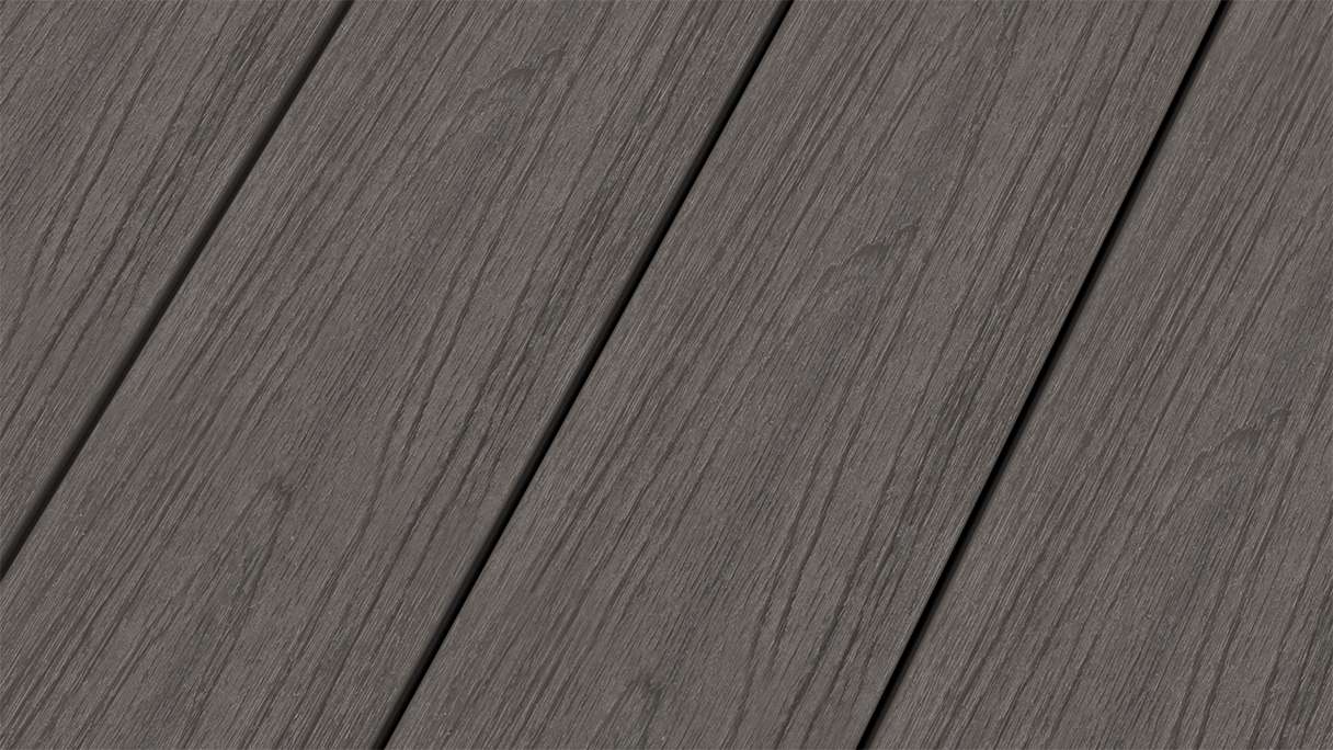 planeo WOODLine Nature - 3m WPC CoEx ummantelte Terrassendiele Verbundprofil leicht - Dunkelgrau strukturiert/glatt gebürstet