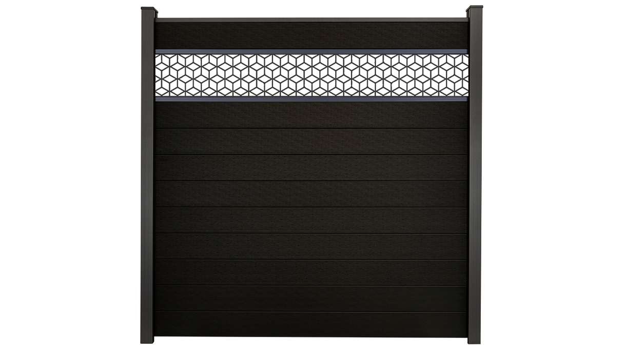 planeo Gardence Strong - BPC-Steckzaun Cube Schwarz co-ex 180 x 180 cm