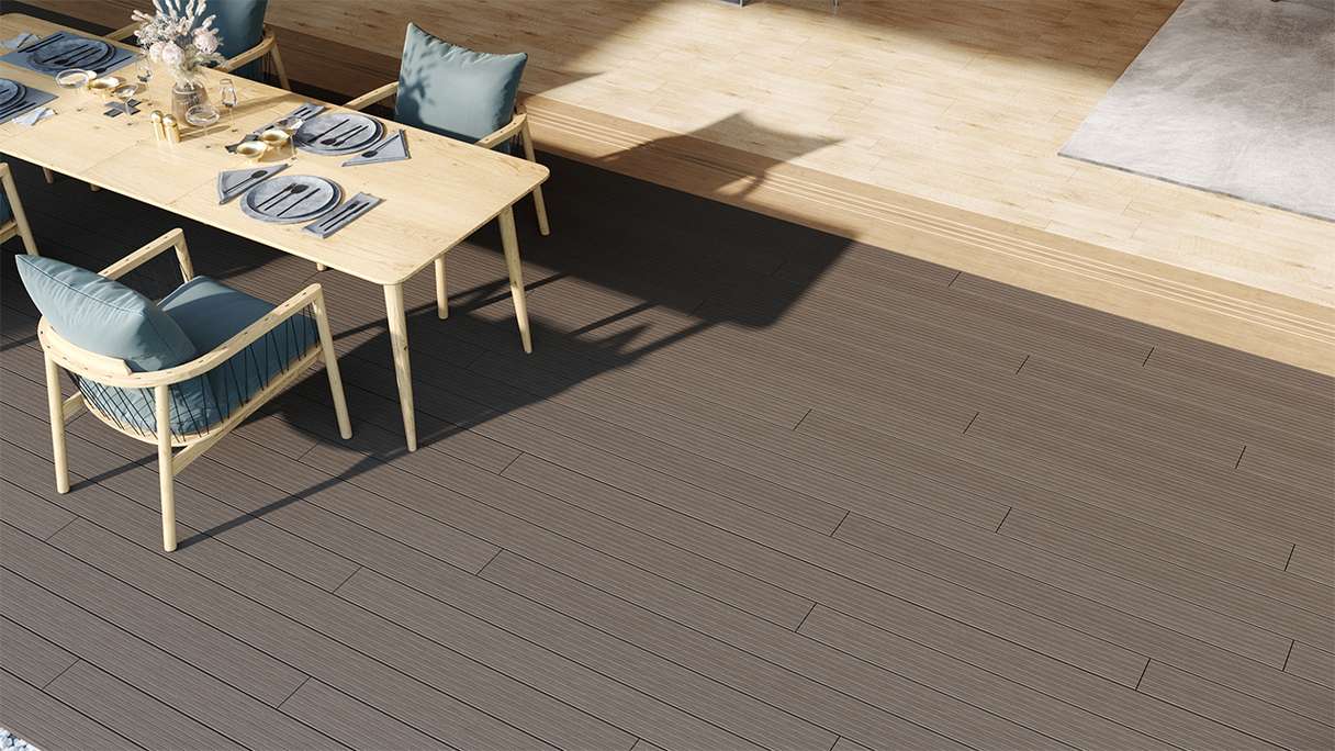 planeo LightWood WPC-Terrasse Komplett-Set Hohlkammerdiele 4.2m (5.04m²) - Hellgrau gerillt/genutet