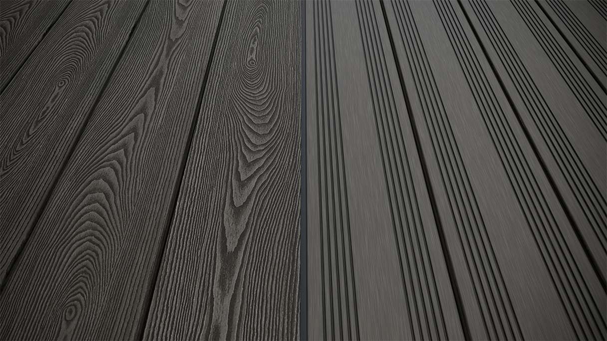 planeo SolidWood WPC Terrassendiele Massiv - Dunkelgrau 4.8m französisch/strukturiert