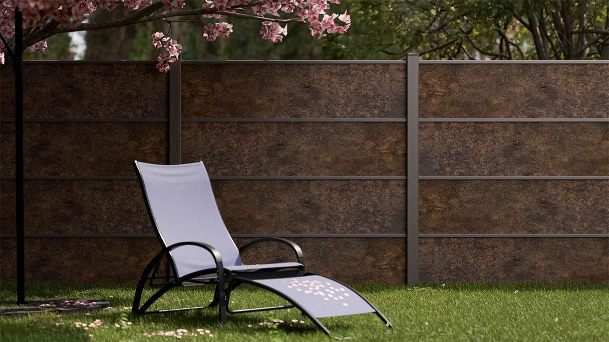 planeo Gardence Resistant - HPL-Steckzaun Rostoptik 180 x 183 cm