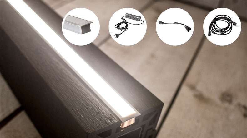 planeo Glow - Zaunbeleuchtungs-Set Lichtleiste aus Alu