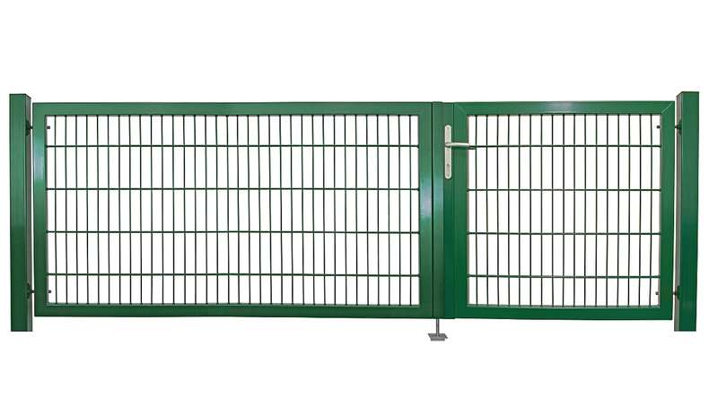 planeo Universaltor schwer 2-flg. Asymetrisch Moosgrün H 1400 x B 3200 inkl. Torpfosten