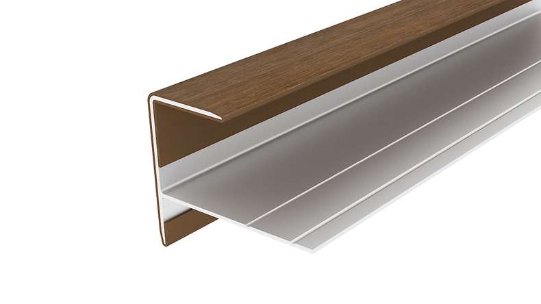 planeo LINEA - Alu CoEx Endprofil Burma Teak 3000 x 74 x 61 mm