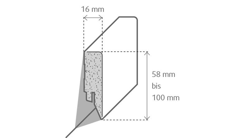 planeo Sockelleiste Modern UP Wasserresistent - Weiß (RAL 9016) 2400 x 16 x 58 mm