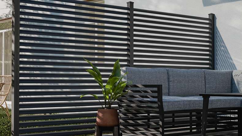 planeo Gardence Metallic Ellipse - Alu-Gartenzaun Quadratisch Anthrazit | DB703