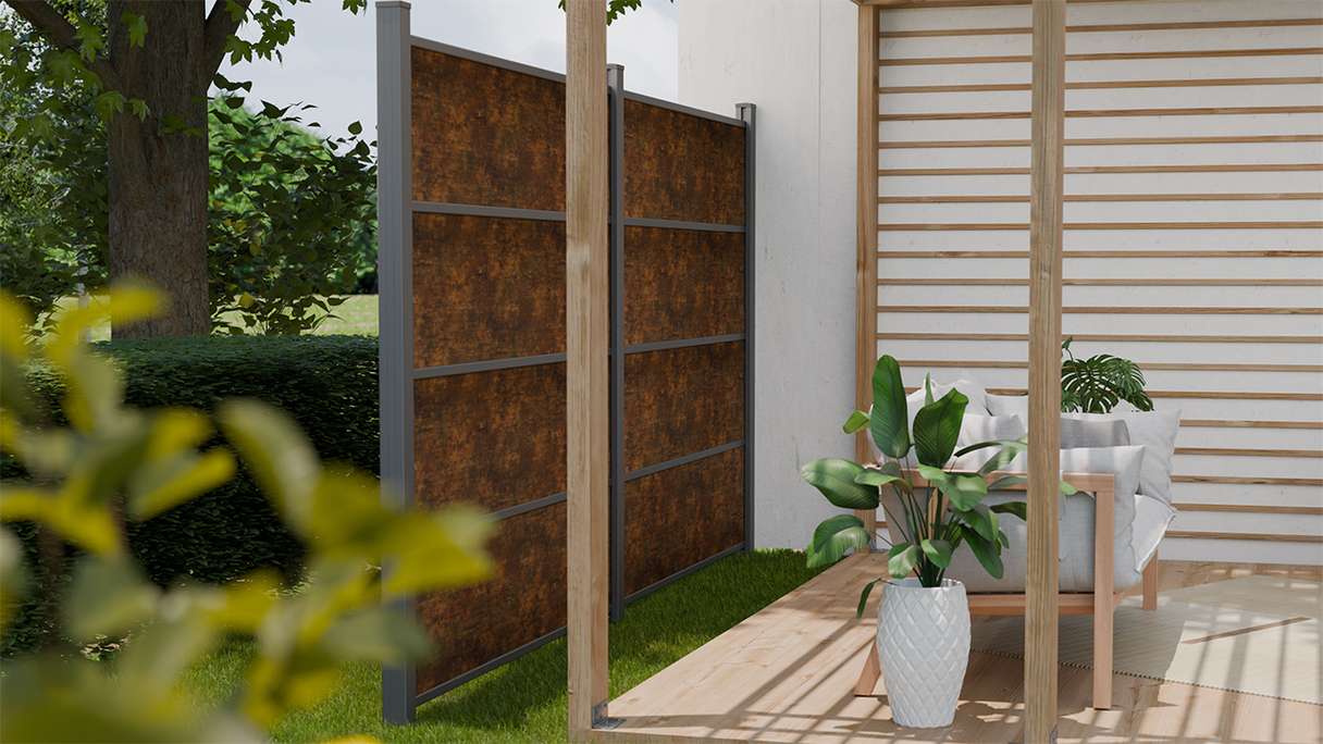 planeo Gardence Resistant - HPL-Steckzaun Rostoptik 180 x 183 cm