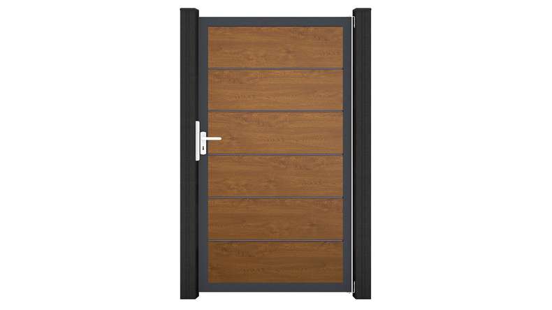 planeo Gardence Simply Premium - PVC-Universaltor Golden Oak mit Alu-Rahmen 100 x 180 cm
