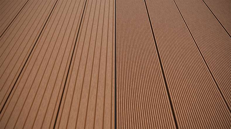 planeo LineWood WPC Terrassendiele Massiv - Hellbraun 3.6m gerillt/genutet