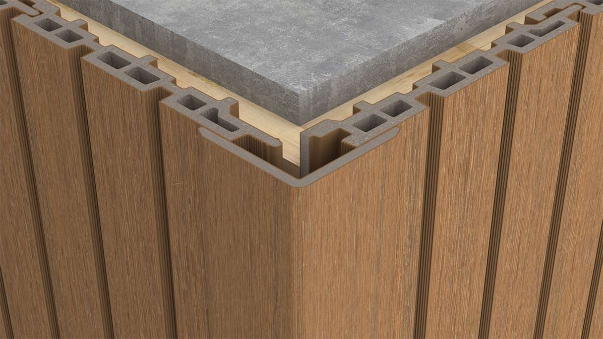 planeo LINEA - WPC CoEx Innen- und Außenwinkel Burma Teak 2900 x 55 x 55 mm