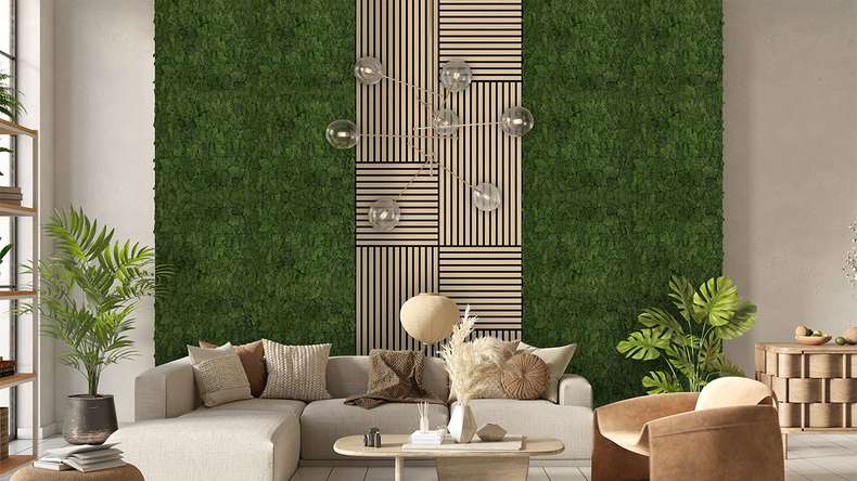 planeo Akustikpaneel - MixWall Living Moss Dark Green 52 x 52 cm | Natur-Moos (PLMW-30111)