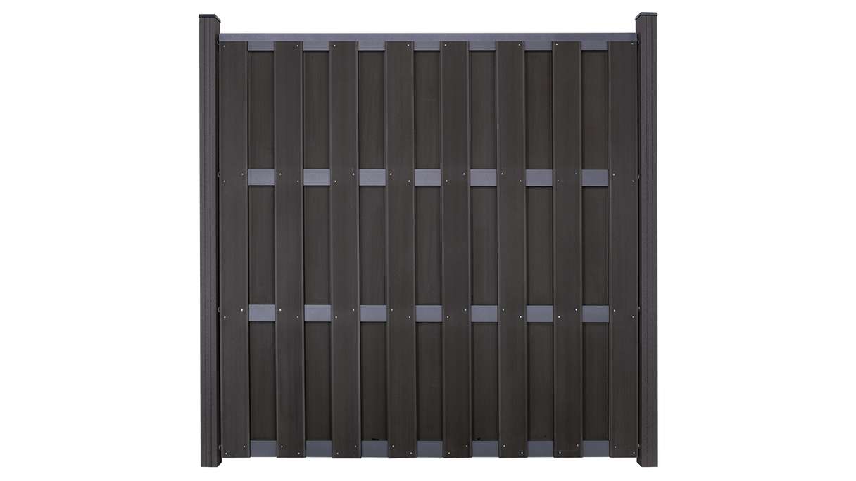 planeo Gardence Premade - BPC-Gartenzaun Quadratisch Anthrazit 180 x 180cm mit Anthrazit Querriegel | DB703