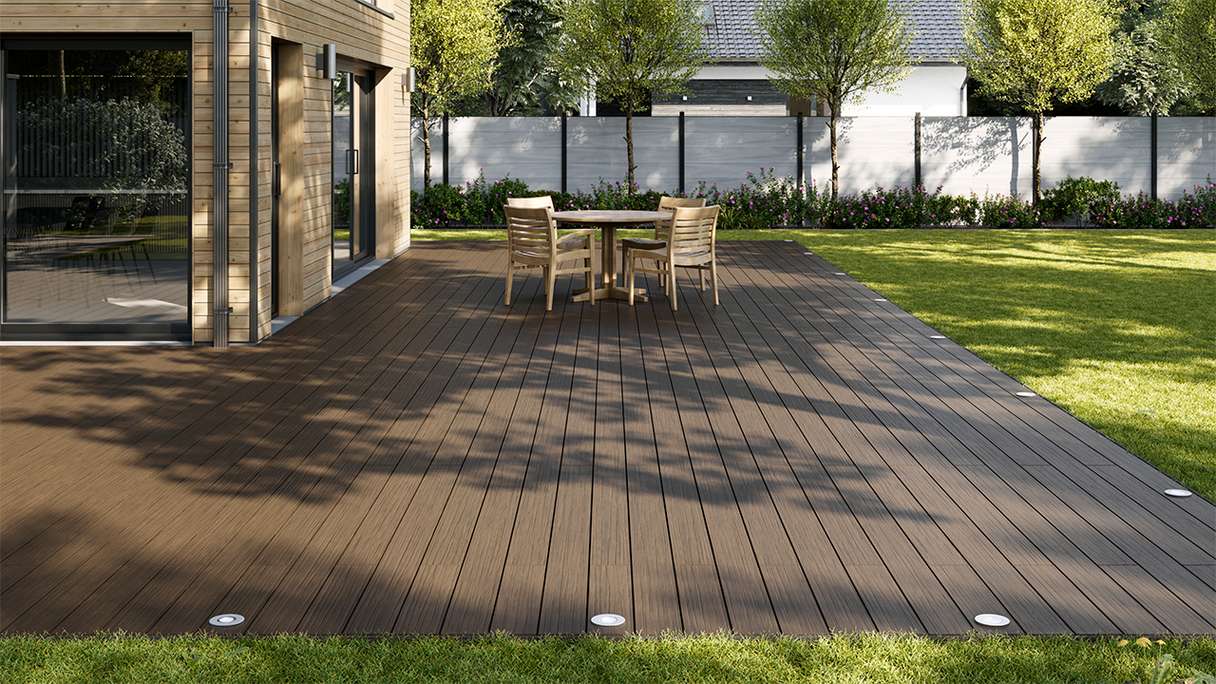 planeo AntikWood WPC-Terrasse Komplett-Set Massivdiele - Braun antik gealtert