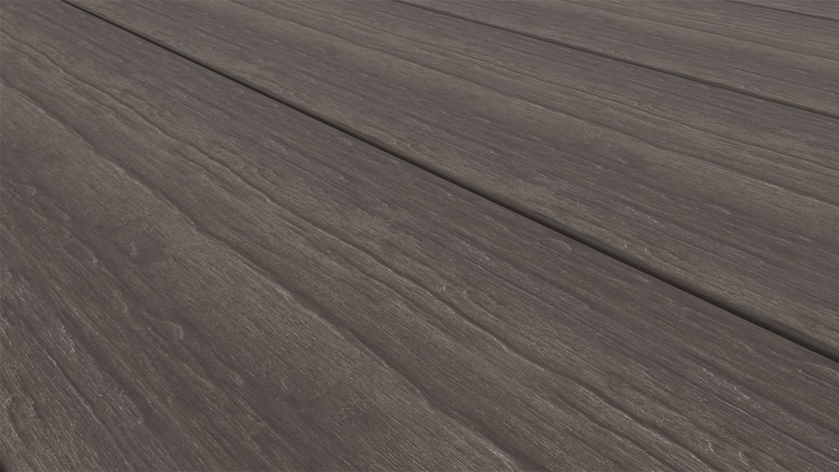 planeo MAXLine Antik - 3m WPC CoEx ummantelte XL Terrassendiele Massiv - Dunkelbraun rustikal strukturiert/glatt gebürstet