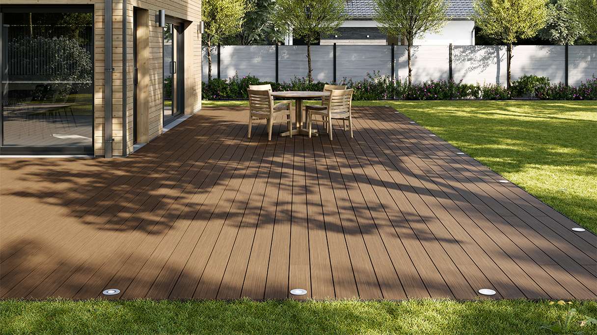 planeo AntikWood WPC-Terrasse Komplett-Set Massivdiele - Hellbraun antik gealtert