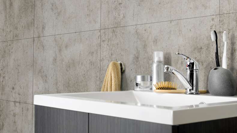 planeo StrongWall - Wandverkleidung Kunststoff Dark Cement 65 x 37,5 cm