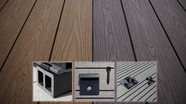 planeo CoEXWood WPC-Terrasse Komplett-Set Massivdiele 4.8m (40.92m²) - Hellbraun/Dunkelbraun strukturiert