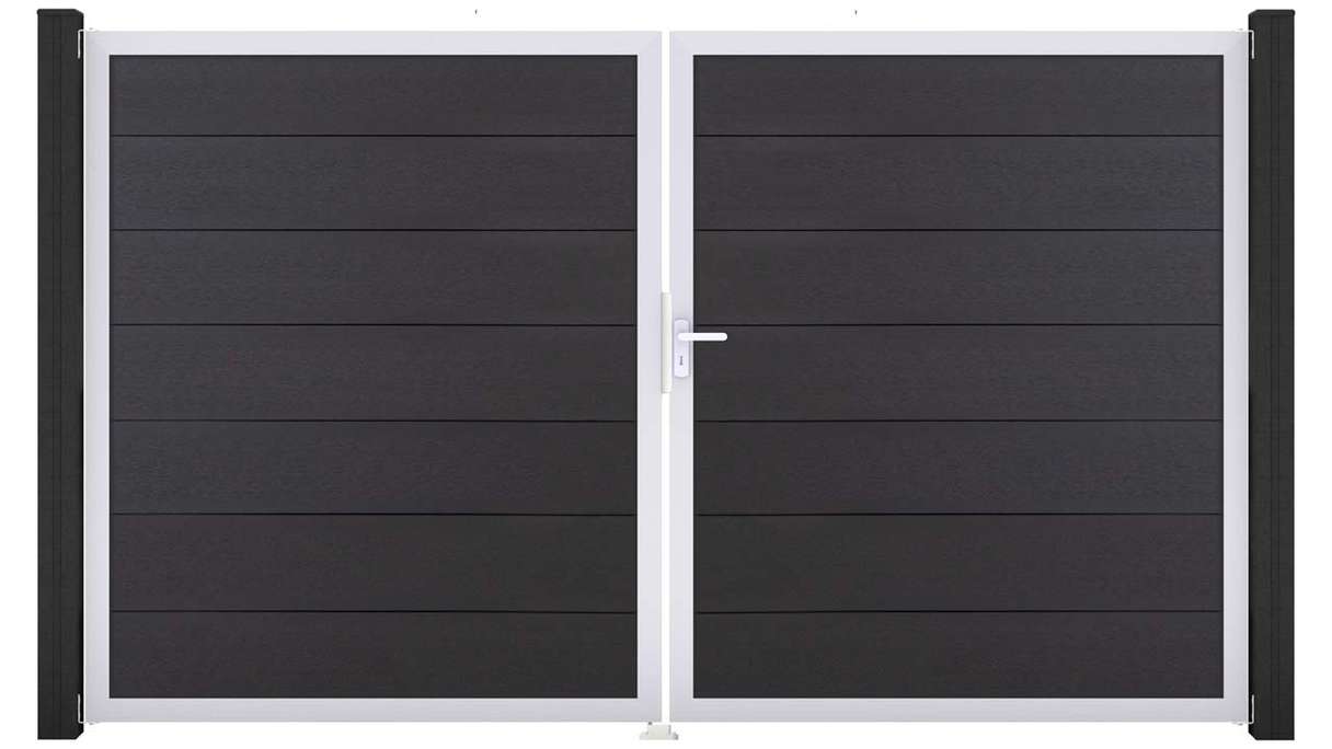 planeo Gardence Strong XL - BPC-Tor - 2-flügelig Anthrazitgrau mit Alurahmen