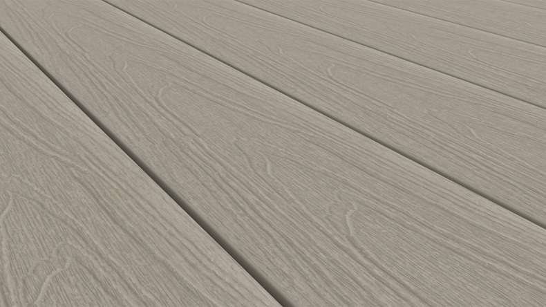 planeo WOODLine Nature - 3m WPC CoEx ummantelte Terrassendiele Verbundprofil leicht - Hellgrau strukturiert/glatt gebürstet