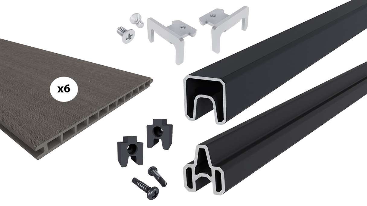 planeo INFINITY XL-Board - WPC CoEx Steckzaun Dunkelgrau 176 x 183 cm