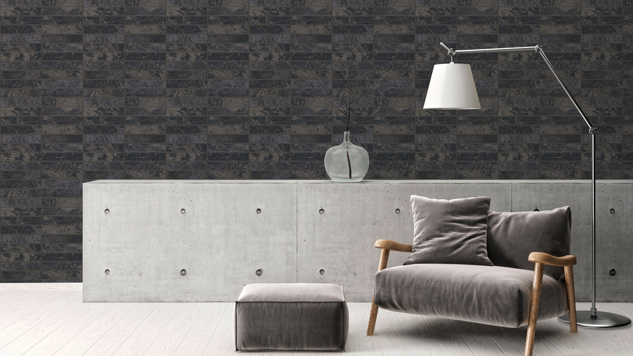 Vinyltapete Strukturtapete Steintapete schwarz Modern Steine Il Decoro