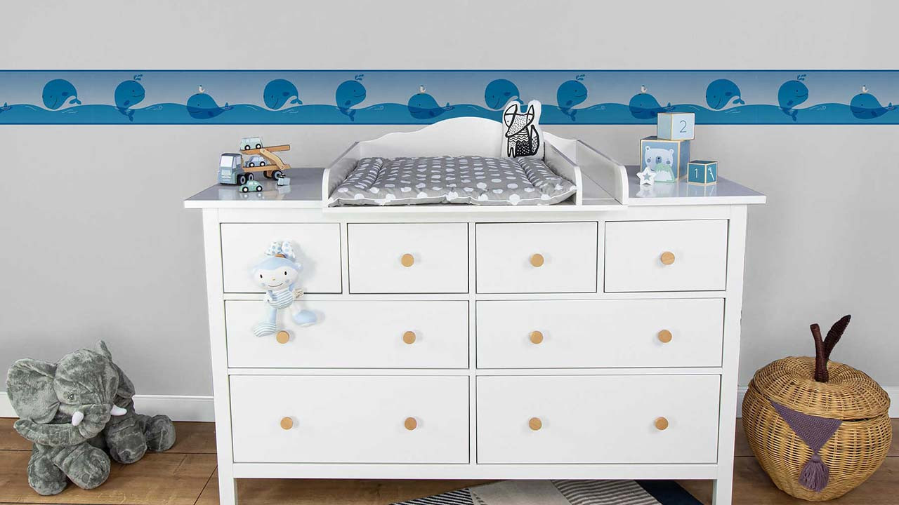 Papier (selbstklebend)tapete blau Modern Kinder Bilder Blumen & Natur