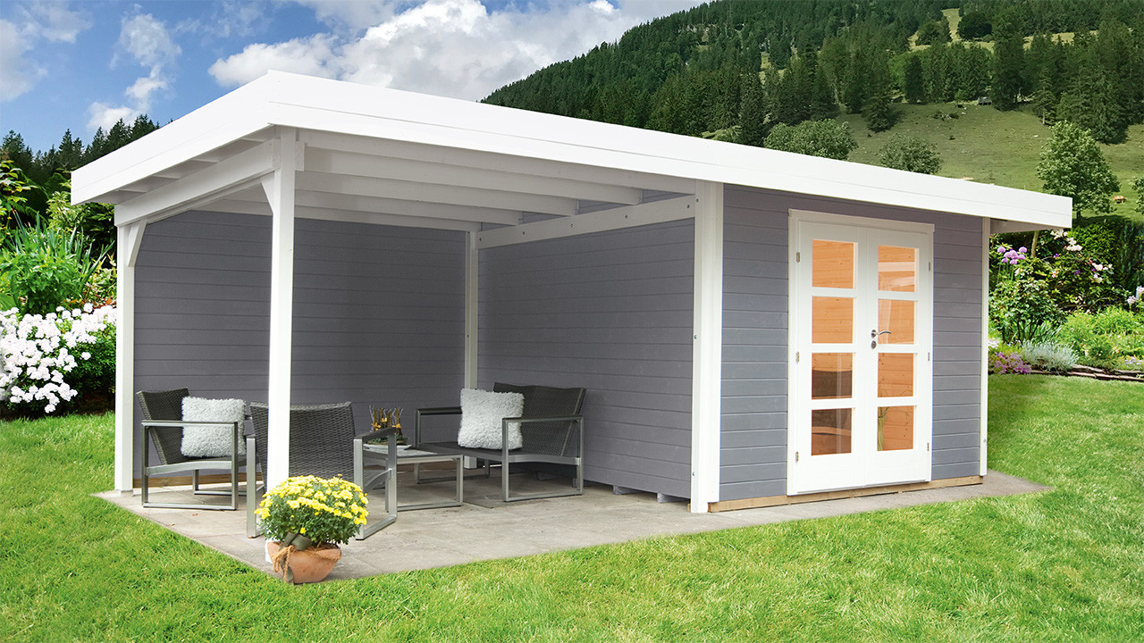 Planeo Gartenhaus Systemhaus Relax Lounge Mit Seitendach Und Ruckwand Gartenhaus