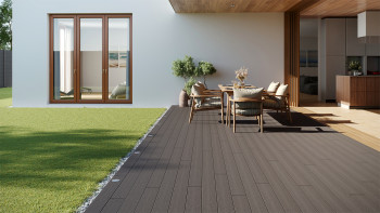 planeo LineWood WPC Terrassendiele Massiv - Hellgrau 3m gerillt/genutet