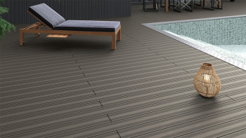 planeo SolidWood WPC Terrassendiele Massiv - Hellgrau 3m französisch/strukturiert
