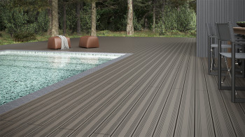planeo SolidWood WPC Terrassendiele Massiv - Hellgrau 3m französisch/strukturiert