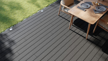 planeo LineWood WPC Terrassendiele Massiv - Dunkelgrau 3m gerillt/genutet