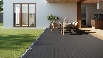 planeo LineWood WPC Terrassendiele Massiv - Dunkelgrau 3m gerillt/genutet