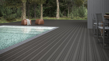 planeo SolidWood WPC Terrassendiele Massiv - Dunkelgrau 3m französisch/strukturiert